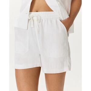 Quince 100% European Linen Short Women's Size M White Elastic Waist Pull On NWOT